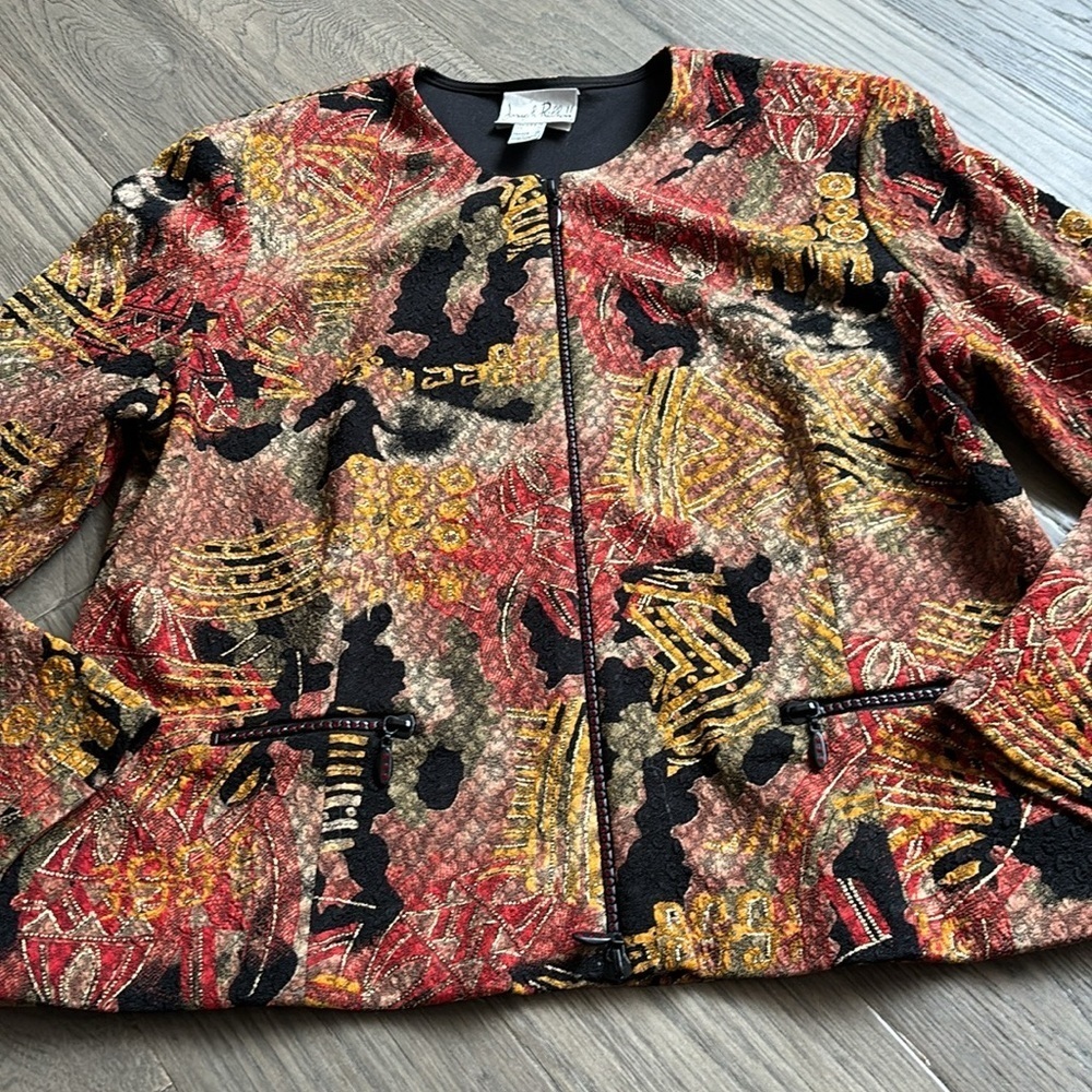 🔥Joseph Ribkoff🔥 | Vintage abstract jacket with red rhinestones - Picture 2 of 14
